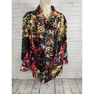 VTG Units Woman Funky Print 80s Colorful Long Sleeve Size XLarge XL